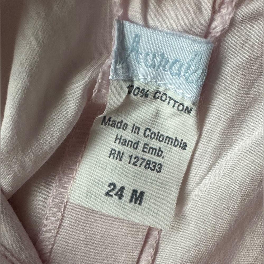 Auraluz girl’s dress pink with lace, collar and embroidered flowers | Size 24M. - Picture 13 of 13